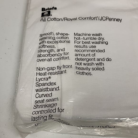 VTG New 1990s JCPenney Royal Comfort Mens Briefs 3 Pair Package Size 34 Made USA - Picture 6 of 7